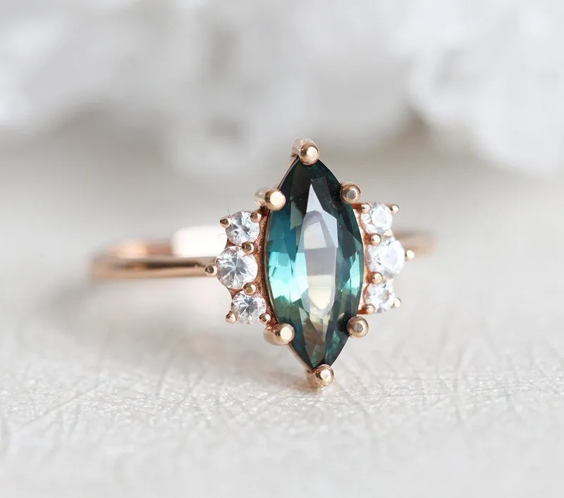 BLAKE TEAL SAPPHIRE DIAMOND RING view 3