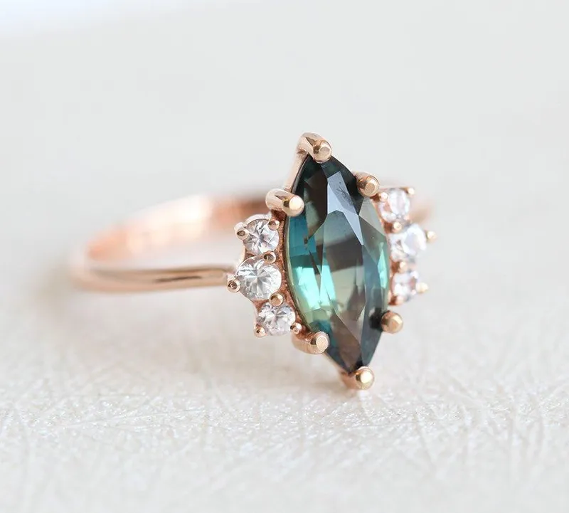 BLAKE TEAL SAPPHIRE DIAMOND RING view 5