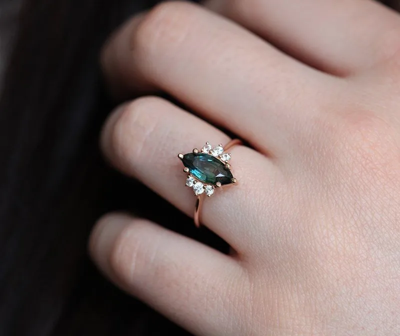 BLAKE TEAL SAPPHIRE DIAMOND RING view 6
