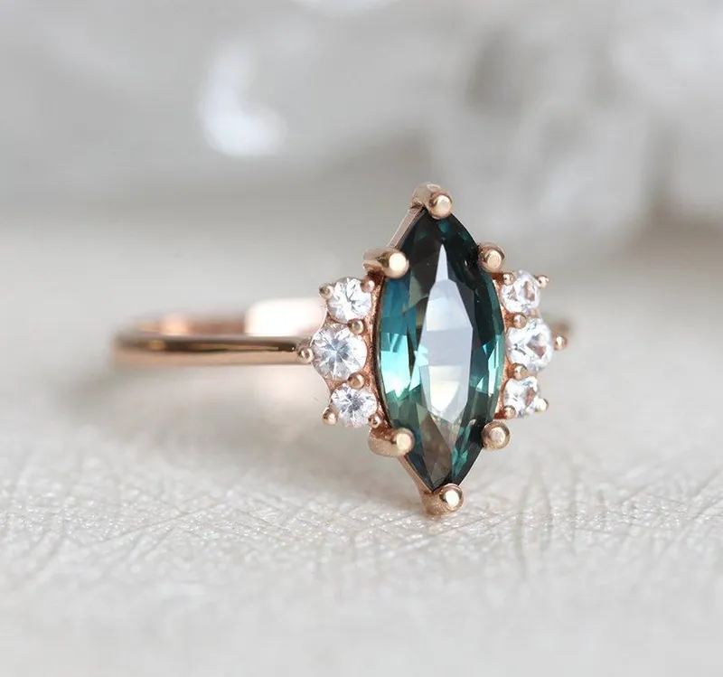 BLAKE TEAL SAPPHIRE DIAMOND RING view 7