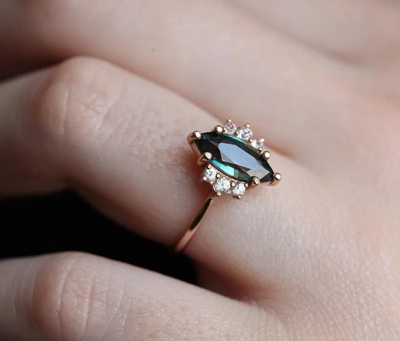 BLAKE TEAL SAPPHIRE DIAMOND RING view 8