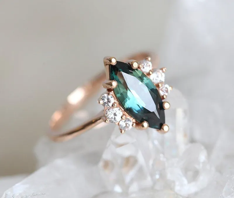 BLAKE TEAL SAPPHIRE DIAMOND RING view 9