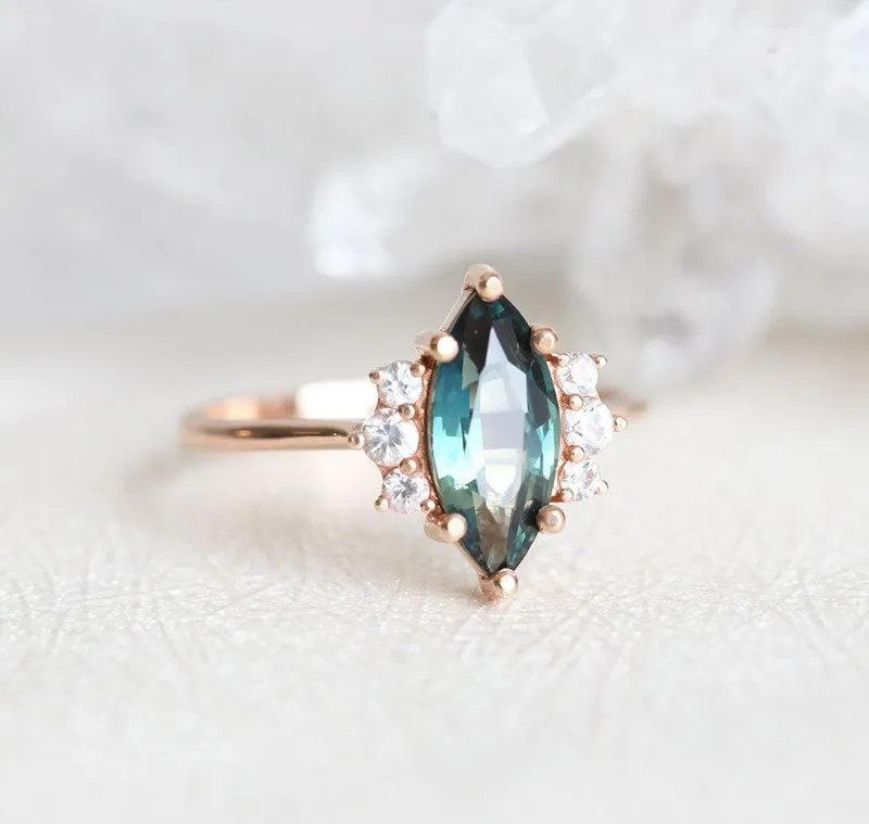 BLAKE TEAL SAPPHIRE DIAMOND RING sapphire engagement ring