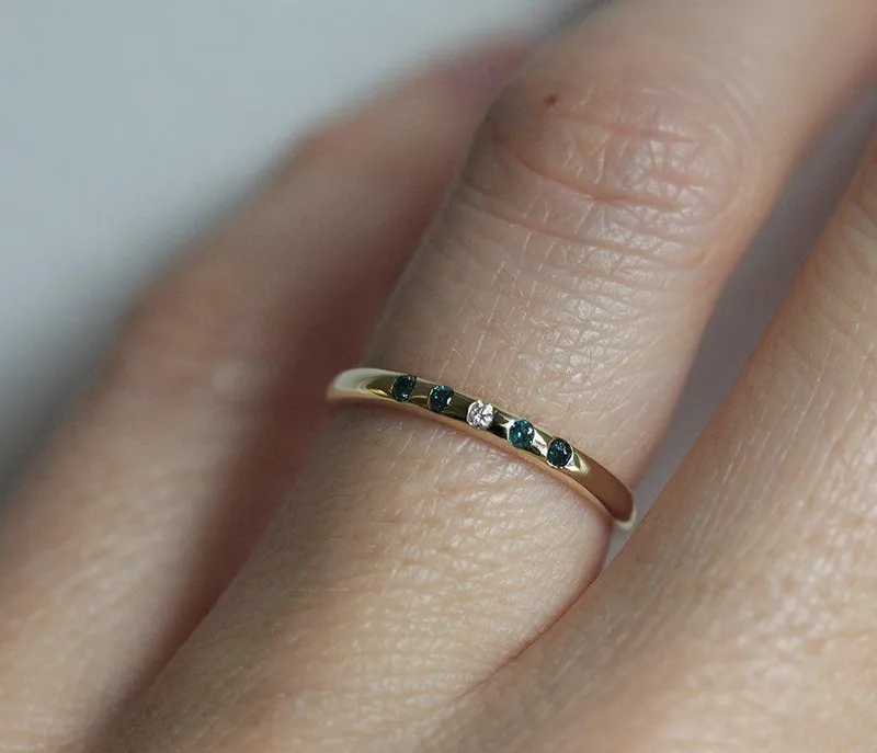 Blue Diamond Ring, Blue Diamond Band vy 2