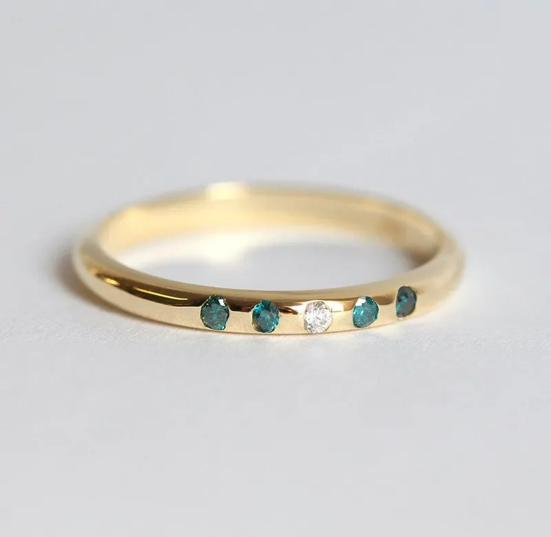 Blue Diamond Ring, Blue Diamond Band vy 3