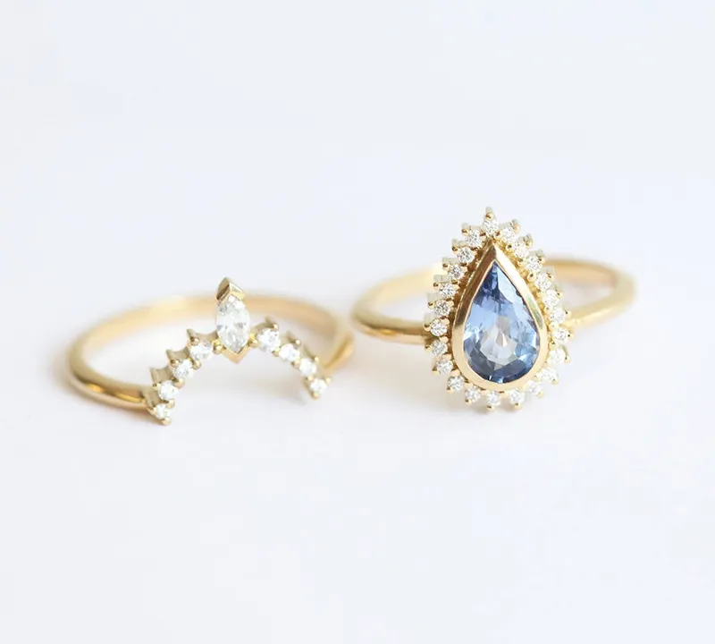 BLUE SAPPHIRE DIAMOND RING SET view 4
