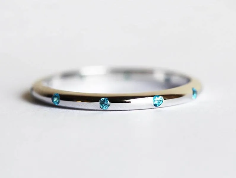 Blue Topaz Ring, Birthstone Ring blue round cut engagement ring