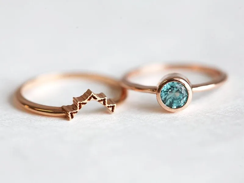 Blue Zircon Ring, Rose Gold Band vy 4