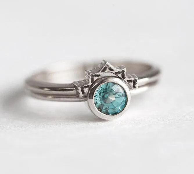 Blue Zircon Ring, Rose Gold Band vy 8