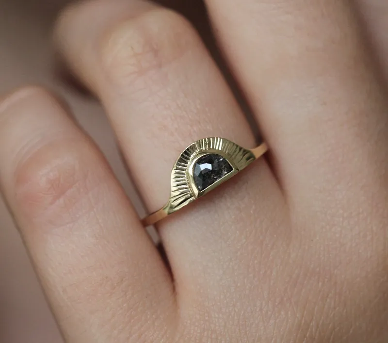 Bohemian Half Moon Sapphire Ring view 10
