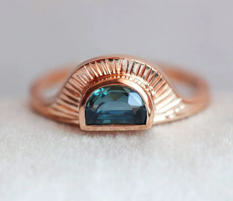 Bohemian Half Moon Sapphire Ring view 11