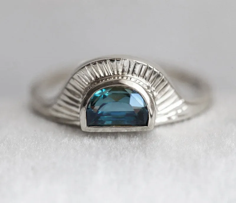 Bohemian Half Moon Sapphire Ring view 12