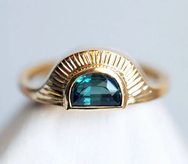 Bohemian Half Moon Sapphire Ring view 3