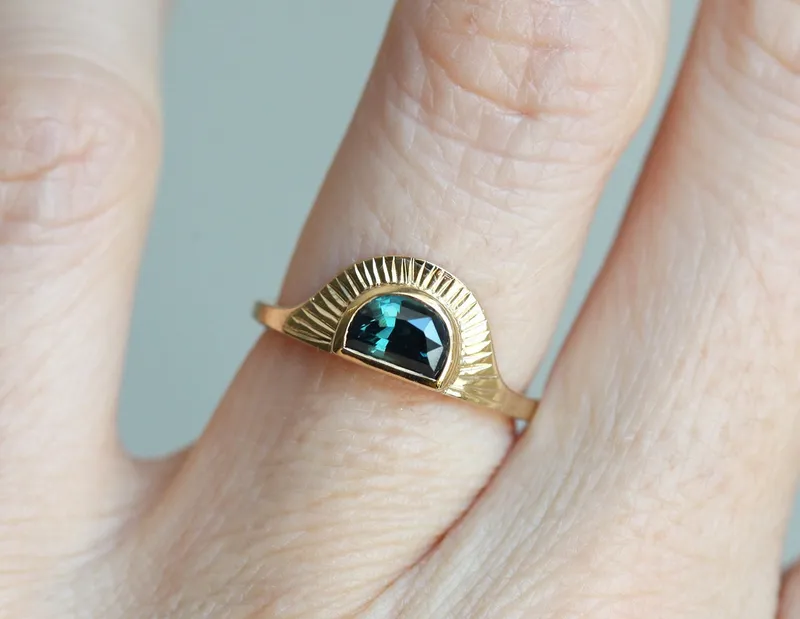 Bohemian Half Moon Sapphire Ring view 4