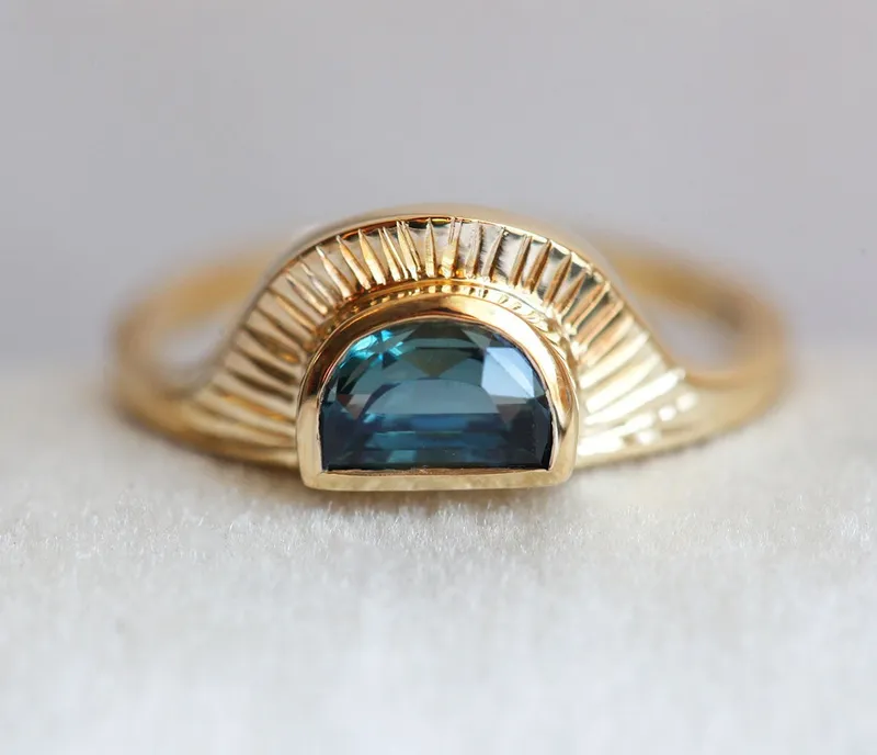 Bohemian Half Moon Sapphire Ring view 5