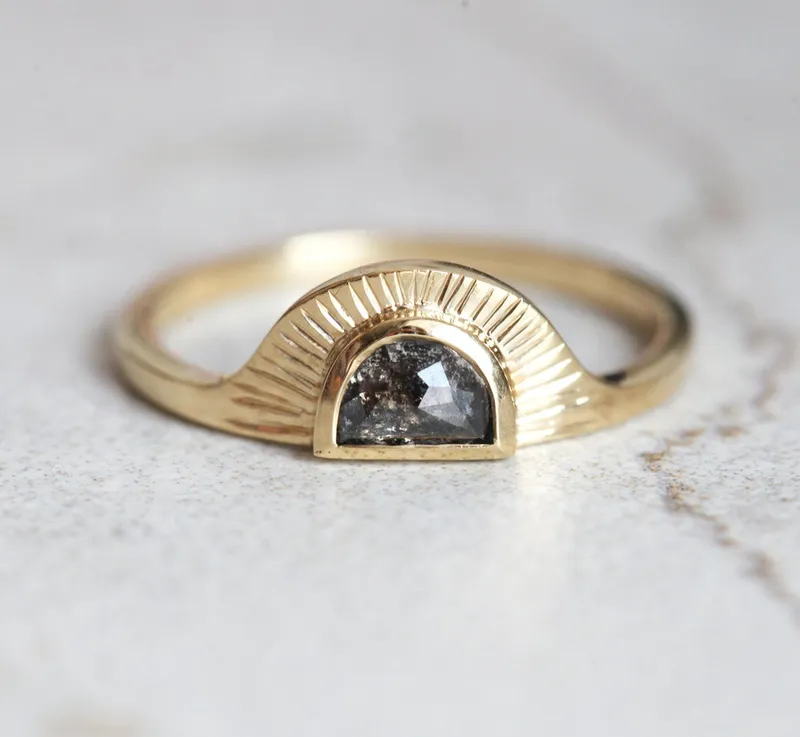Bohemian Half Moon Sapphire Ring view 6