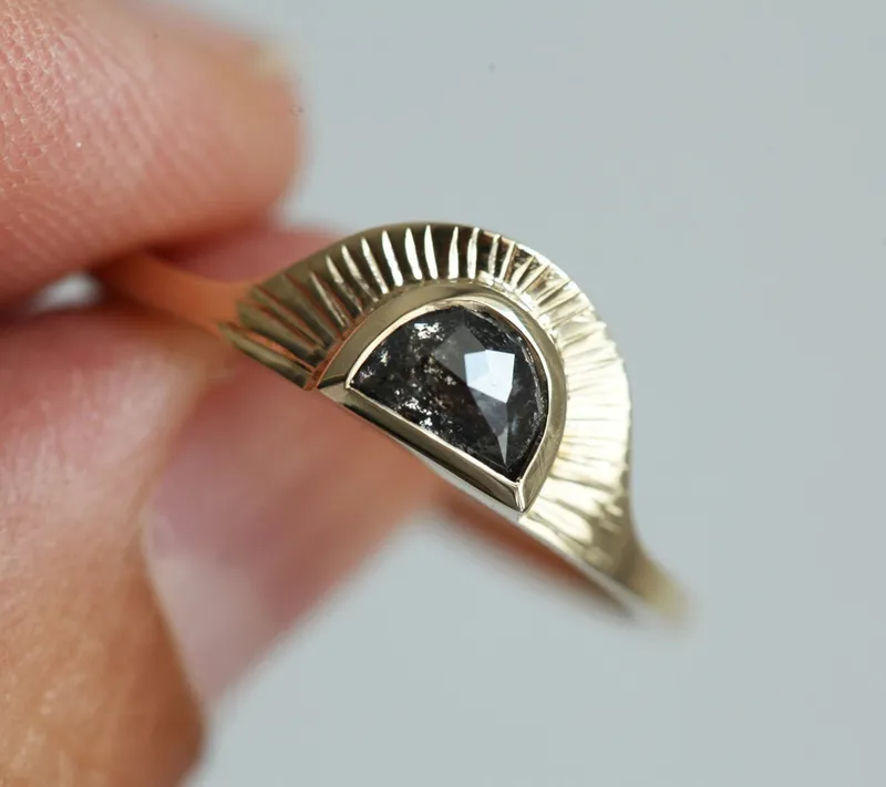 Bohemian Half Moon Sapphire Ring view 7