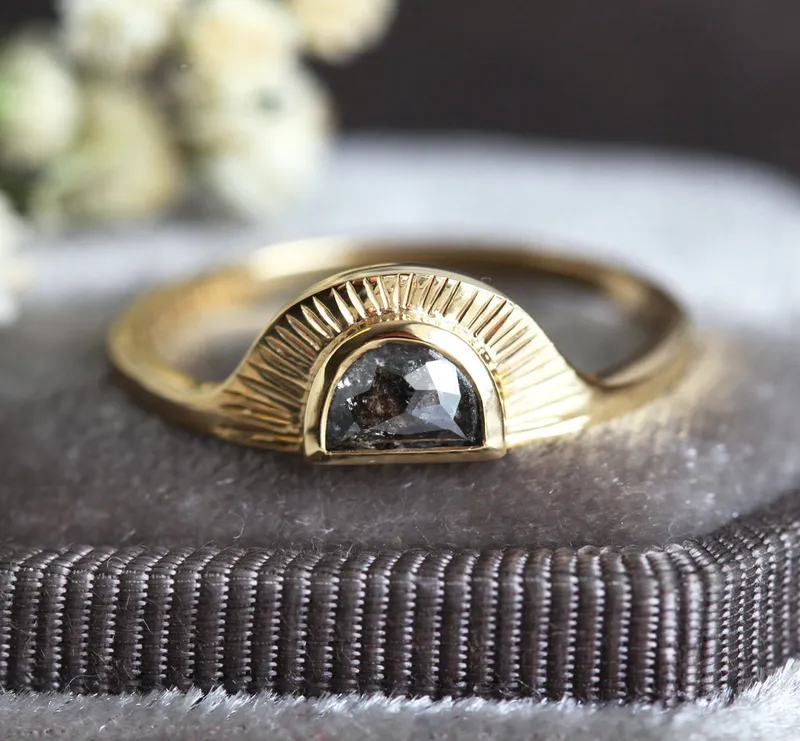 Bohemian Half Moon Sapphire Ring view 9