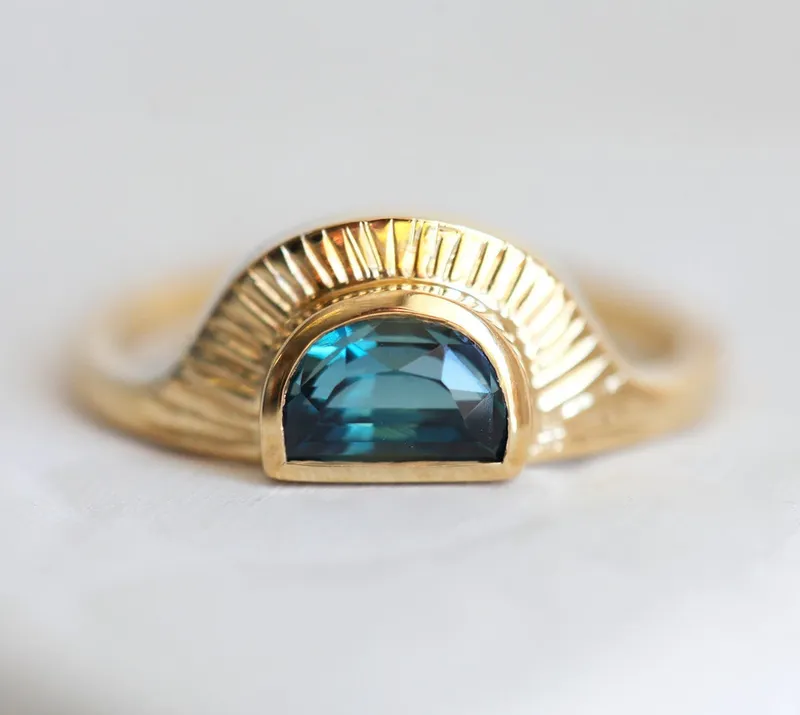 Bohemian Half Moon Sapphire Ring sapphire engagement ring