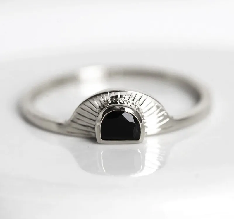 Bohemian Half Moon Spinel Onyx And Gold Sunset Ring view 10
