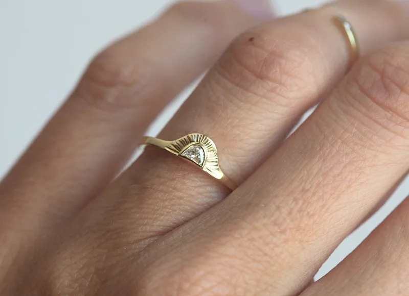 Bohemian Half Moon Spinel Onyx And Gold Sunset Ring view 7