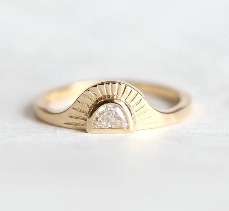Bohemian Half Moon Spinel Onyx And Gold Sunset Ring view 8