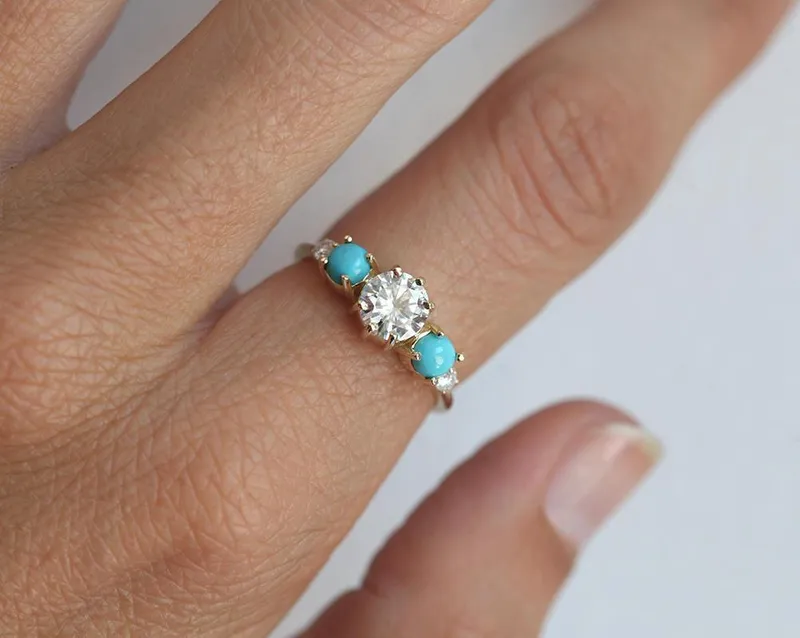 Bowie Round Moissanite Cluster Ring view 2