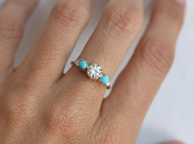 Bowie Round Moissanite Cluster Ring view 4