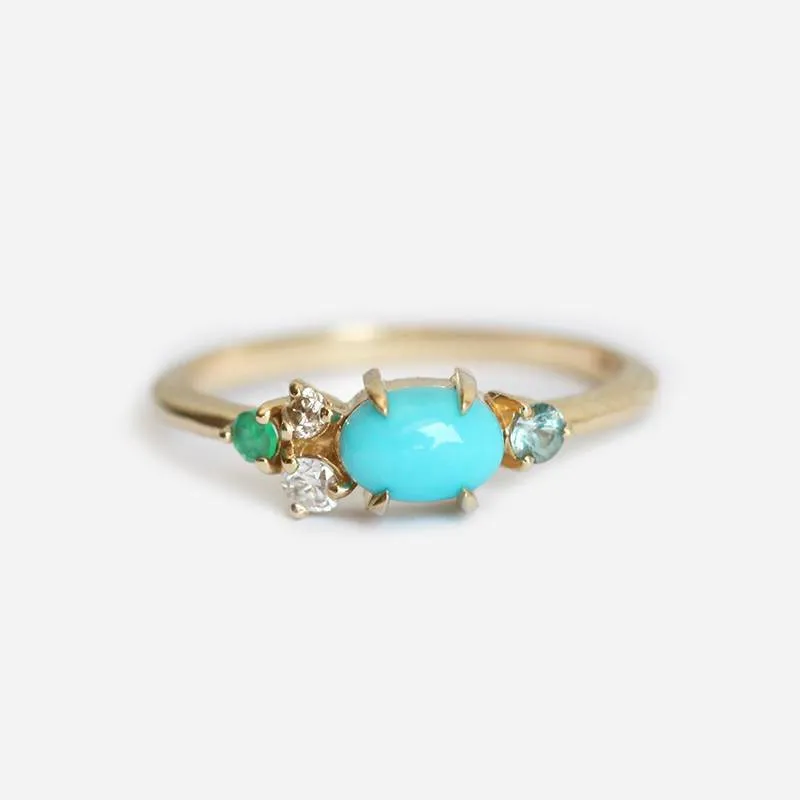 Brennan Oval Turquoise Cluster Ring view 2