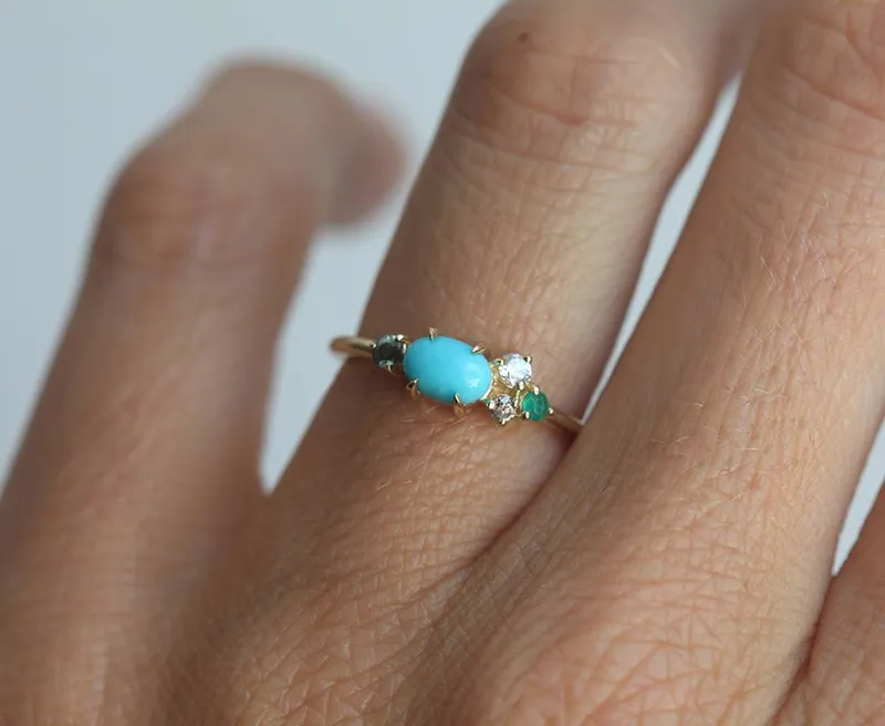 Brennan Oval Turquoise Cluster Ring view 3