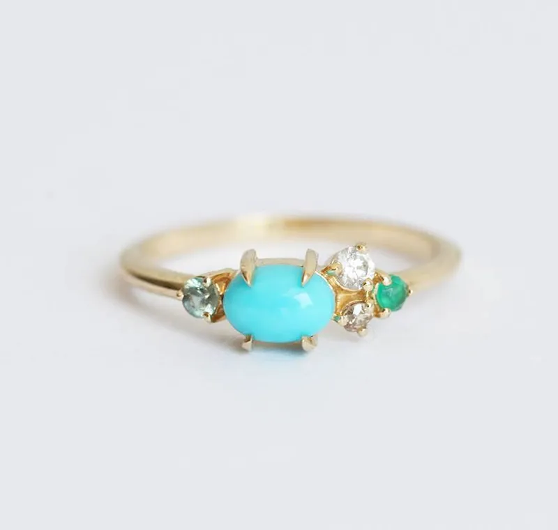 Brennan Oval Turquoise Cluster Ring view 4