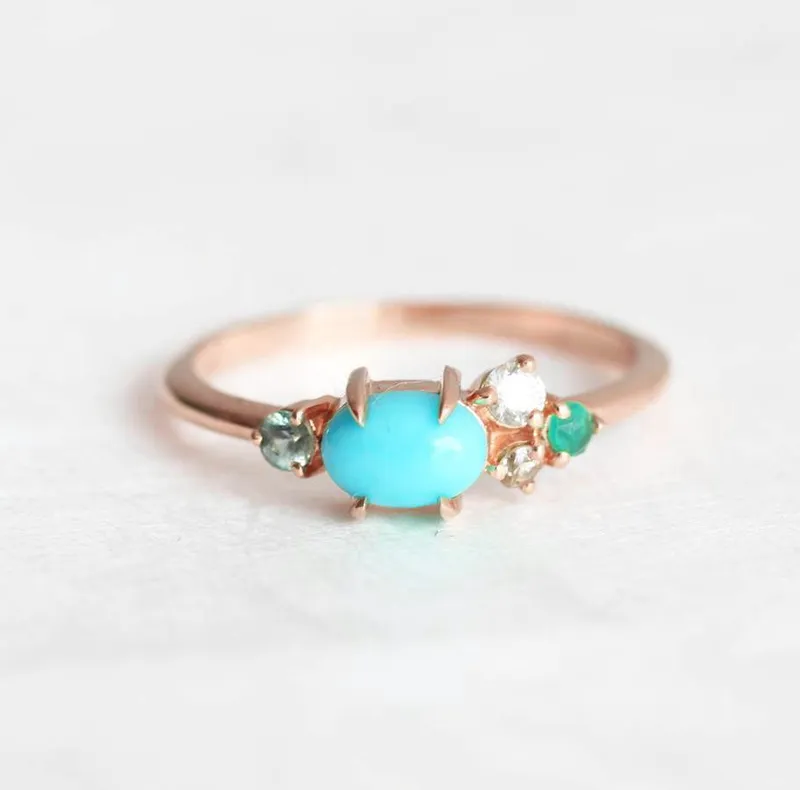 Brennan Oval Turquoise Cluster Ring view 7