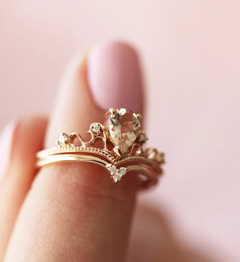 BRIA PEAR MORGANITE RING SET vy 10