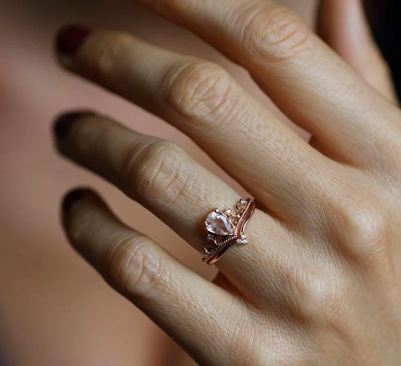 BRIA PEAR MORGANITE RING SET vy 5