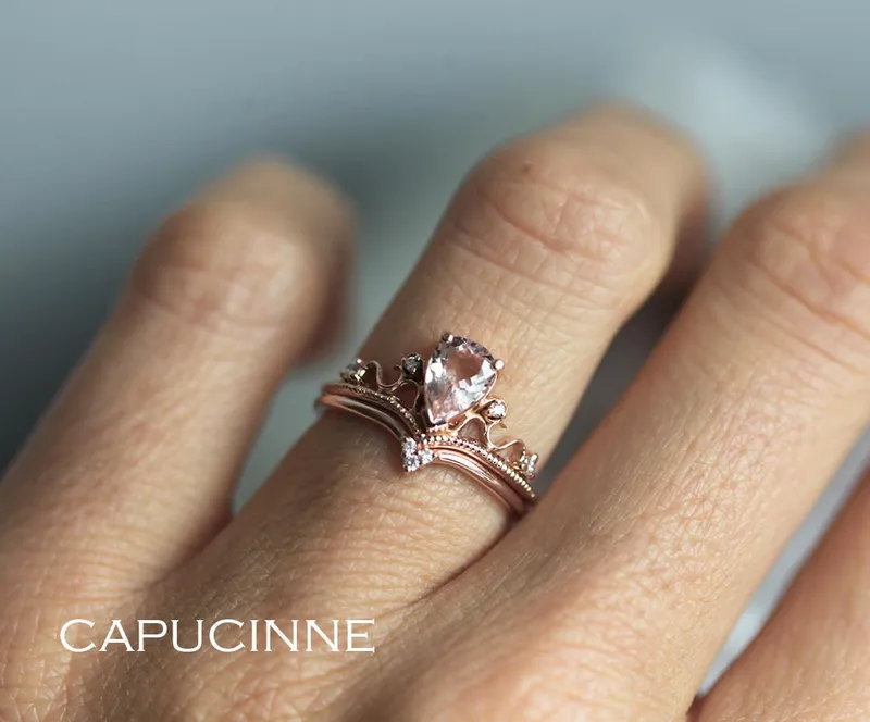 BRIA PEAR MORGANITE RING SET vy 6