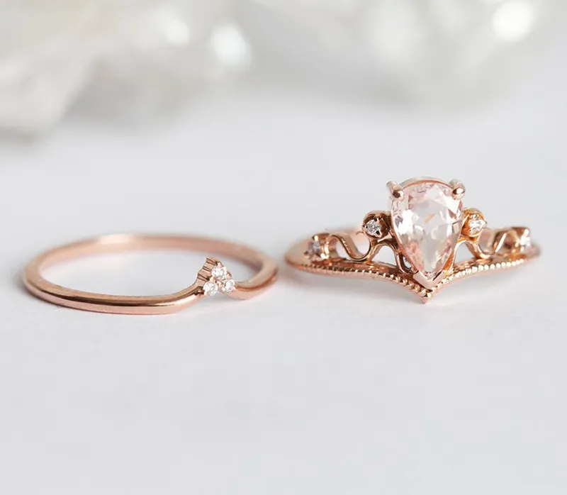 BRIA PEAR MORGANITE RING SET vy 7