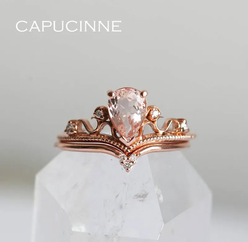 BRIA PEAR MORGANITE RING SET vy 8