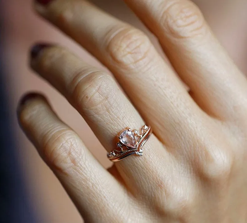 BRIA PEAR MORGANITE RING SET vy 9