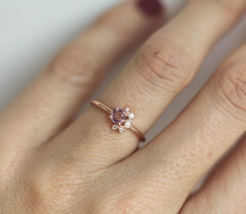 Briar Round Sapphire Diamond Cluster Ring vy 2