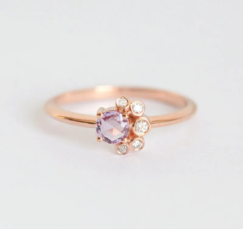 Briar Round Sapphire Diamond Cluster Ring vy 3