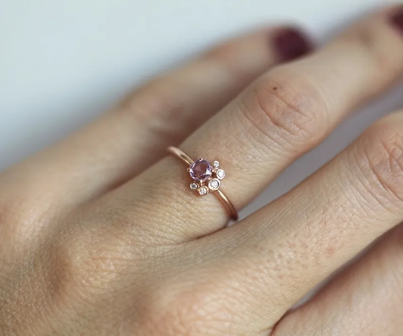 Briar Round Sapphire Diamond Cluster Ring vy 5