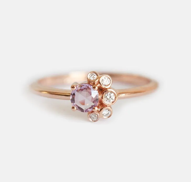 Briar Round Sapphire Diamond Cluster Ring pink sapphire round cut engagement ring