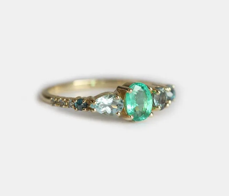 Brighton Oval Emerald Cluster Ring view 2