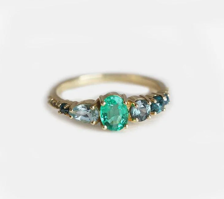 Brighton Oval Emerald Cluster Ring view 3