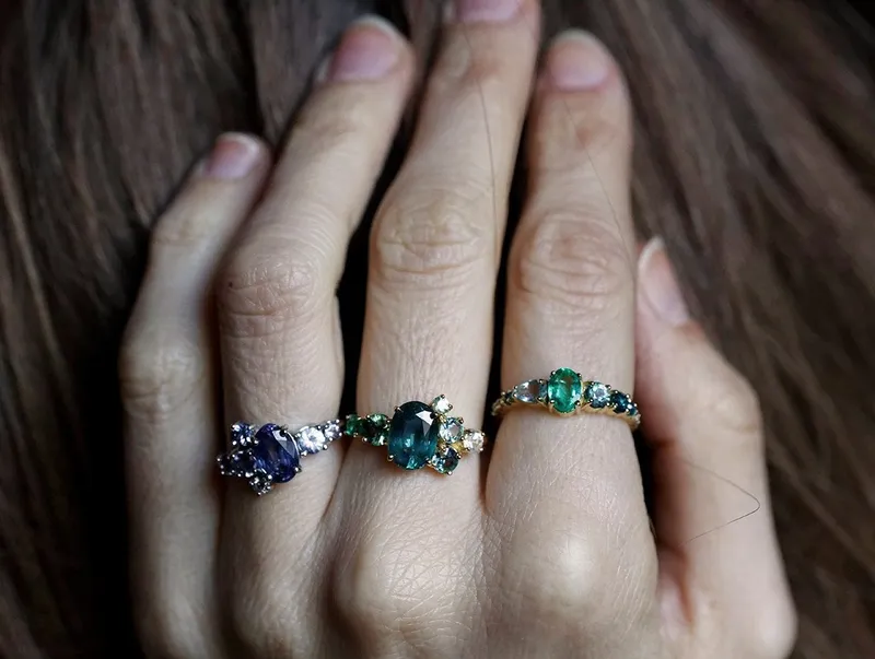 Brighton Oval Emerald Cluster Ring view 4