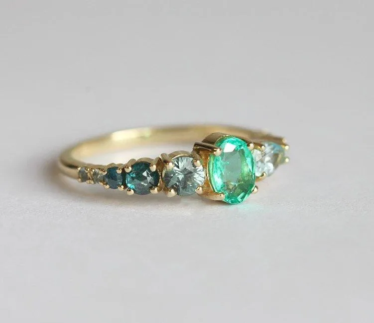Brighton Oval Emerald Cluster Ring view 5