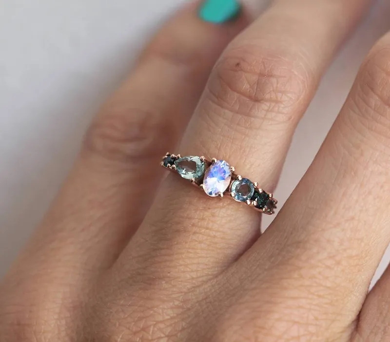 Brighton Oval Moonstone Cluster Ring view 3