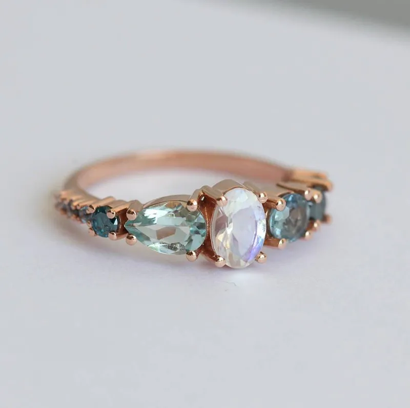 Brighton Oval Moonstone Cluster Ring view 5