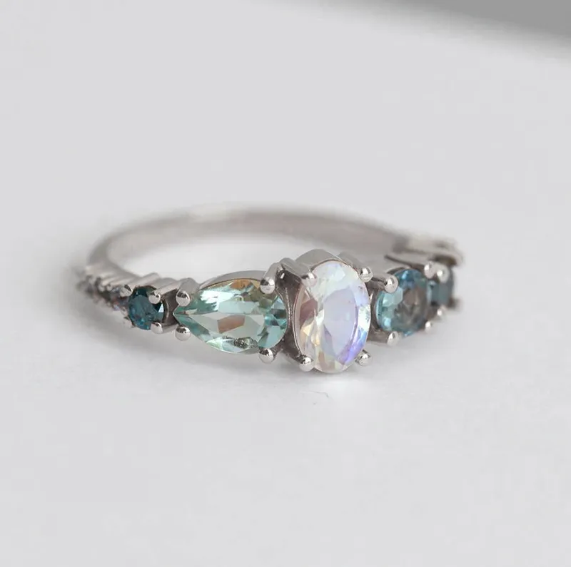 Brighton Oval Moonstone Cluster Ring view 7