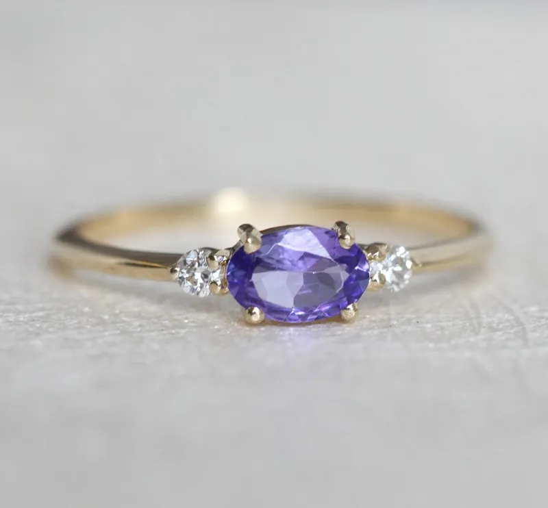 Brittany Oval Tanzanite Ring With Accent Diamonds vy 2